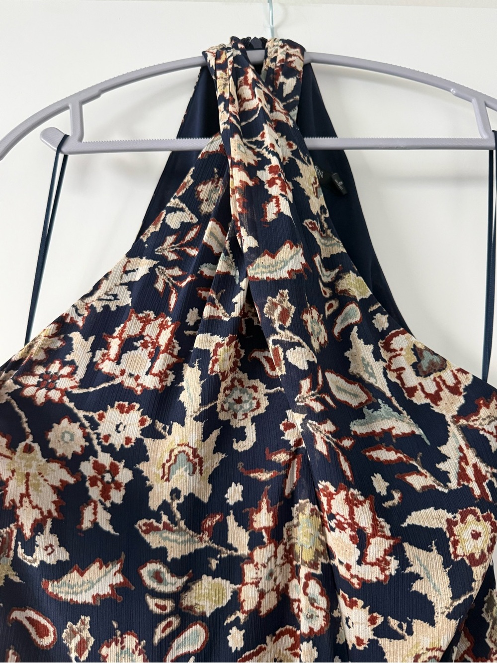 Ralph Lauren “Georgette” Navy Twist Front Floral Halter Gown - Picture 9 of 11